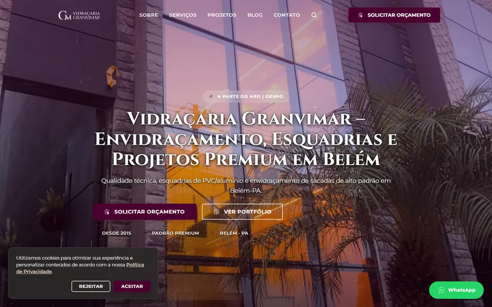 Site de Vidraçaria Granvimar